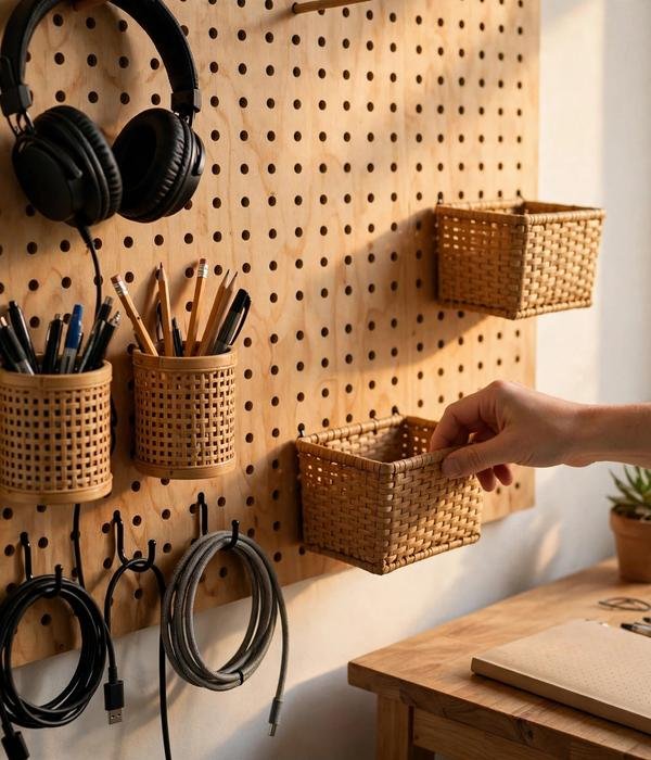 Pegboard Panel – home office storage ideas