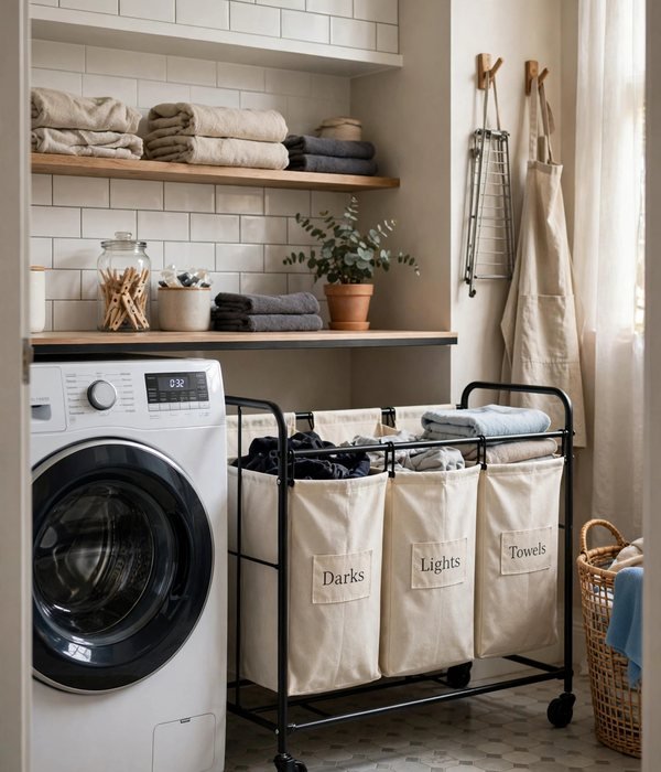 50 Home Organization Ideas for Every Room 49 Rolling Laundry Sorter