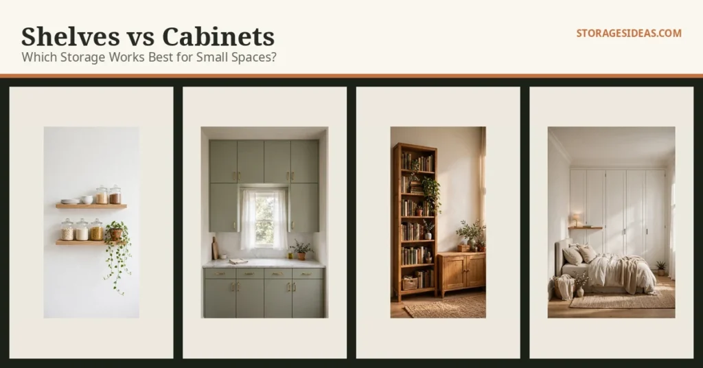 Shelves vs Cabinets: Which Storage Works Best for Small Spaces? 2 Shelves vs Cabinets: Which Storage Works Best for Small Spaces?