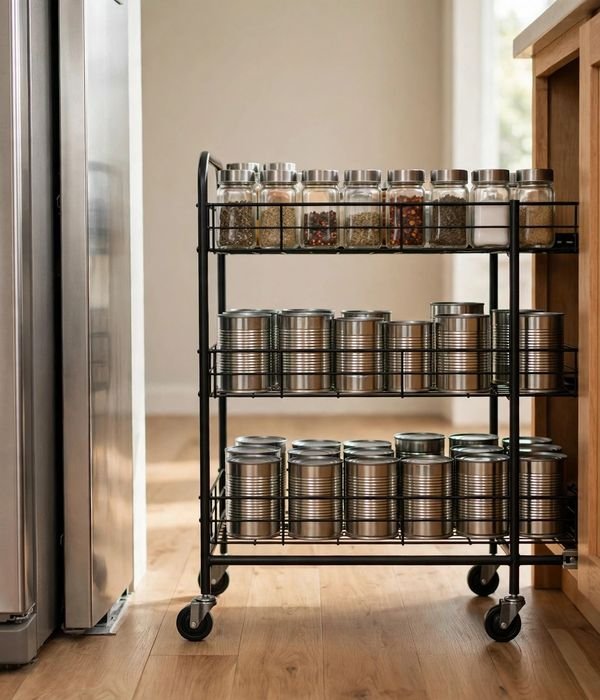 35 Kitchen Storage Ideas for Every Cabinet, Counter and Corner 19 Slim Rolling Cart – kitchen storage ideas