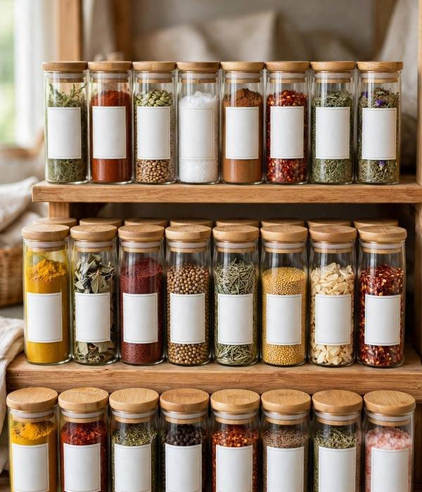 12 Kitchen Organization Gifts for Home Cooks 5 Spice Jar Set with Labels