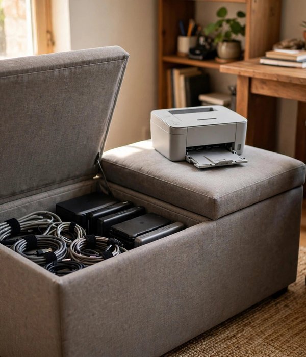 Storage Ottoman With a Flat Top – home office storage ideas
