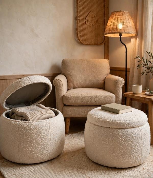 Storage Poufs – living room storage ideas
