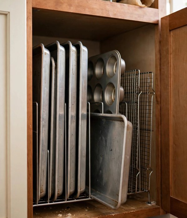 12 Pantry Organization Ideas Before Holiday Baking Season 7 Store Sheet Pans Vertically: Stop the Metal Avalanche – holiday baking pantry organization