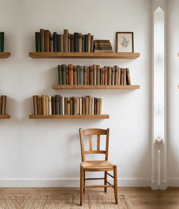 Stud-Mounted Floating Shelves for Books – living room storage ideas