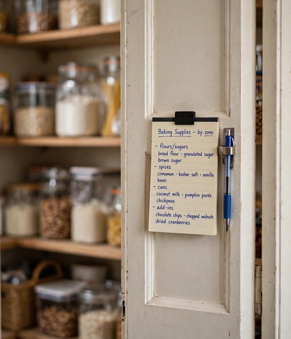 12 Pantry Organization Ideas Before Holiday Baking Season 13 Tape the Shopping List to the Pantry Door: One Restock, Done – holiday baking pantry organization