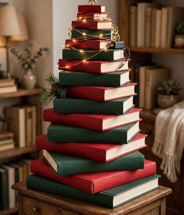 The Book-Stack Tree – small christmas tree ideas