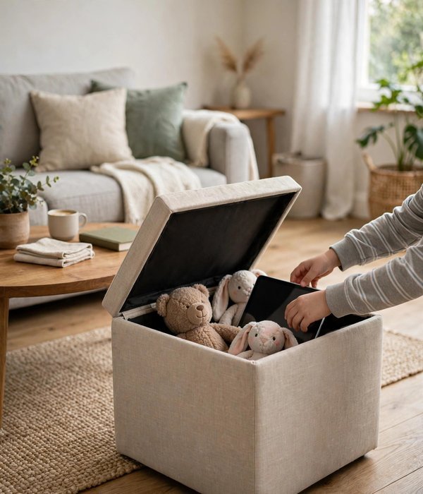 30 Toy Storage Ideas for Bedrooms, Playrooms and Living Rooms 9 The Storage Ottoman: Seating, Table, and Toy Vault – toy storage ideas