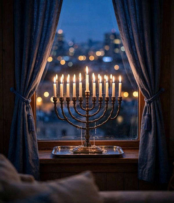 The Window Menorah – hanukkah decor small apartment