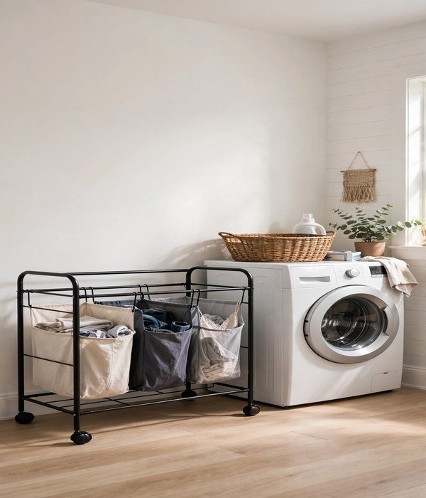 Three-Bin Sort Station – laundry room organization ideas