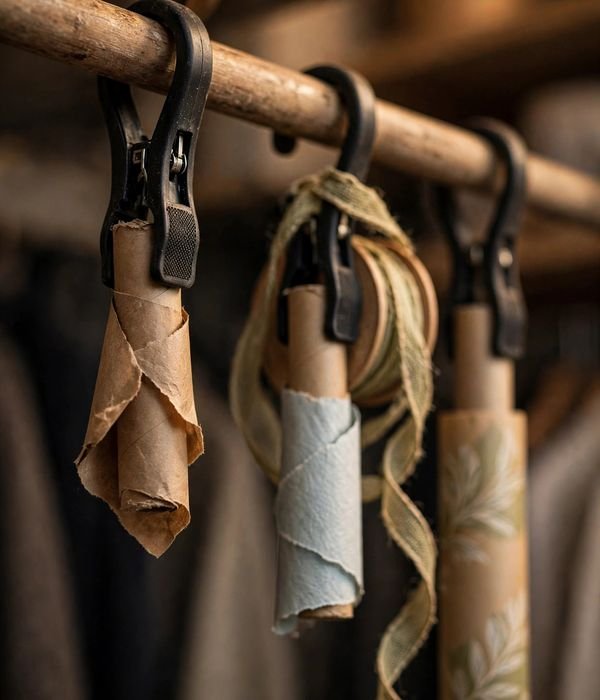 10 Wrapping Paper Storage Ideas for Closets and Carts 11 Trouser-Hanger Clips – wrapping paper storage ideas
