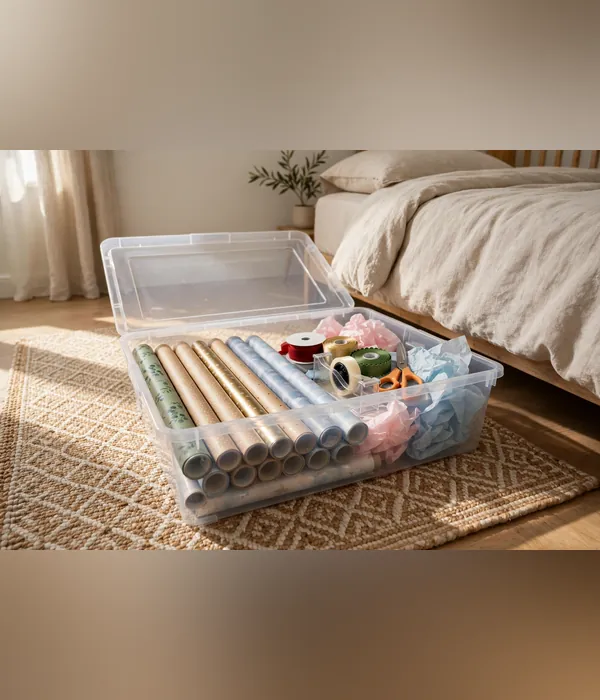 Under-Bed Station Bin – gift wrapping station