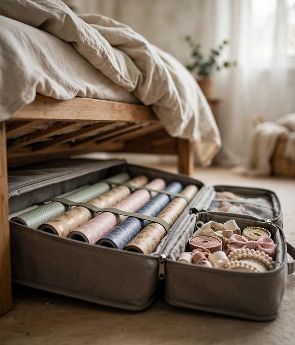 10 Wrapping Paper Storage Ideas for Closets and Carts 5 Under-Bed Wrap Organizer Bin – wrapping paper storage ideas