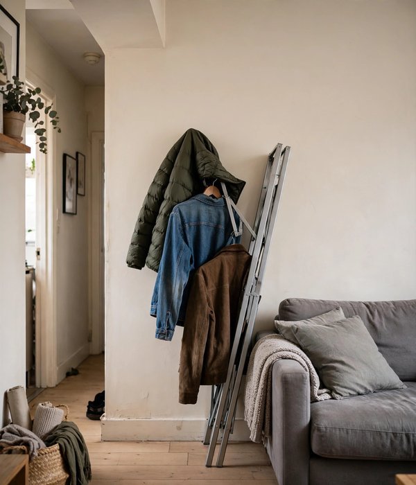 Unfold the Garage-Style Folding Rack – guest coat storage party