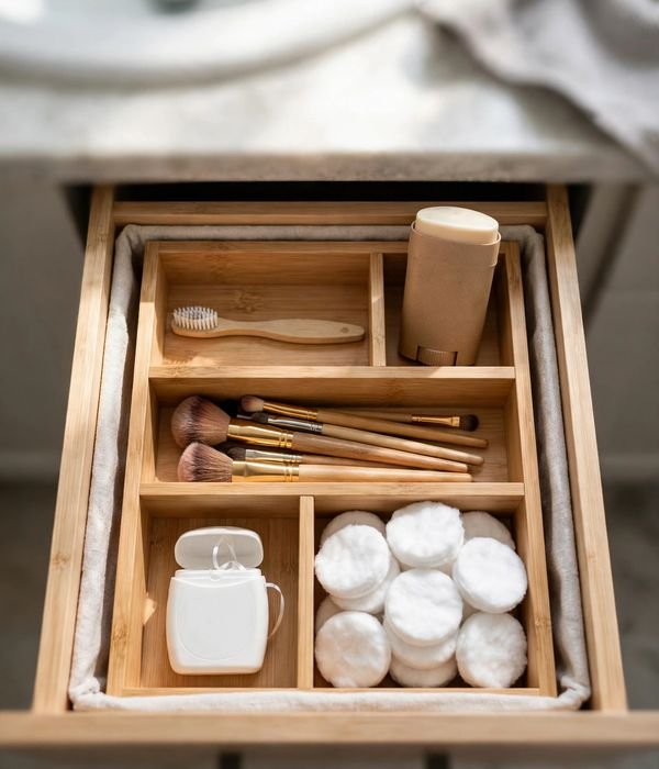 30 Bathroom Storage Ideas for Small and Large Bathrooms 4 Vanity drawer with bamboo dividers – bathroom storage ideas