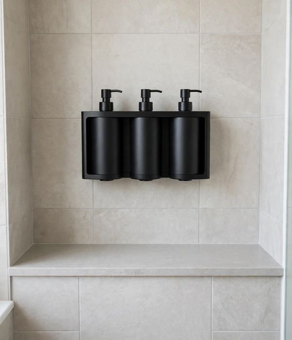 30 Bathroom Storage Ideas for Small and Large Bathrooms 13 Wall-mounted triple shampoo dispenser – bathroom storage ideas