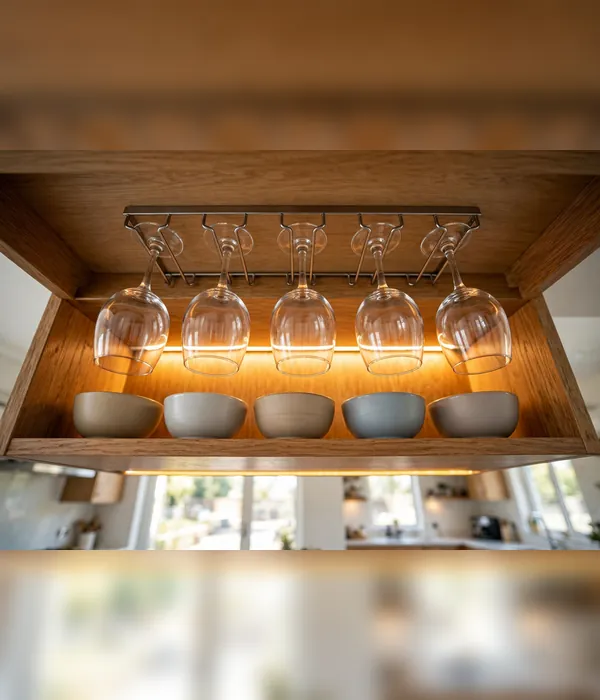 Wall-Mounted Glass Racks – dining room storage ideas