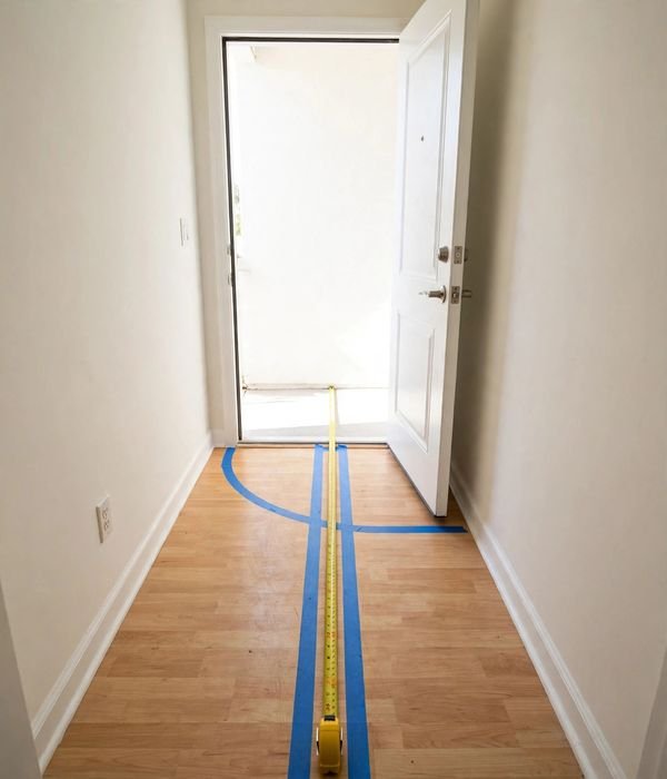 10 Christmas Entryway Decor Ideas for Small Spaces 12 Painter's tape marking a 36-inch clear path in a small entryway