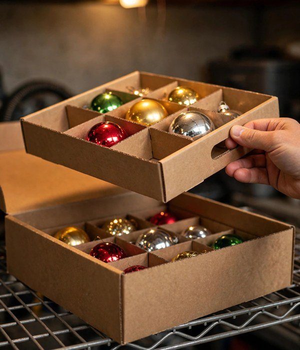 Wrap Ornaments in Divided Ornament Boxes – holiday decor storage garage